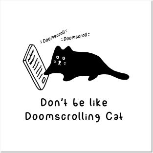 Doomscrolling Cat (White) Posters and Art